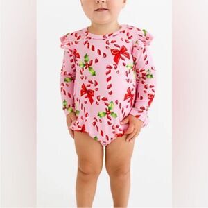 Posh Peanut NWT HELEN RUFFLE LONG SLEEVE BUBBLE ROMPER 6-12 months